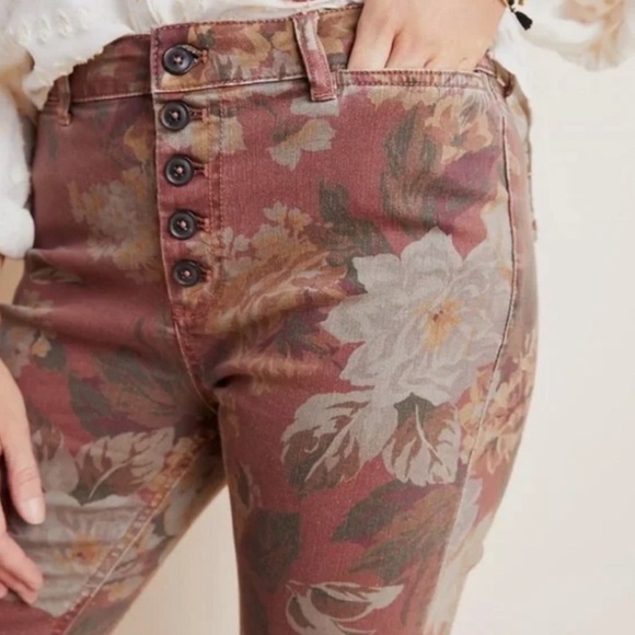 Anthropologie Pilcro & The Letterpress Floral Jeans Button Front High Rise - Picture 2 of 11